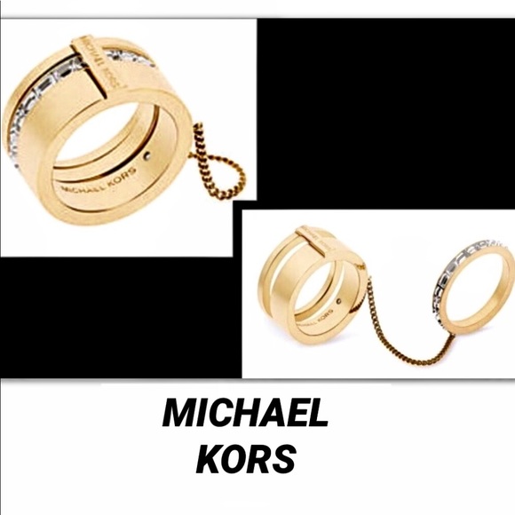 MICHAEL KORS •Brilliance Baguette 2in1 Barrel Ring - Picture 2 of 8
